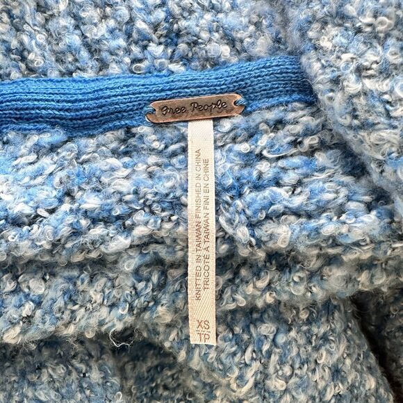 Free‎ People BFF Cardigan XS Boho Wrap Soft Boucle Knit Blue - Picture 4 of 12